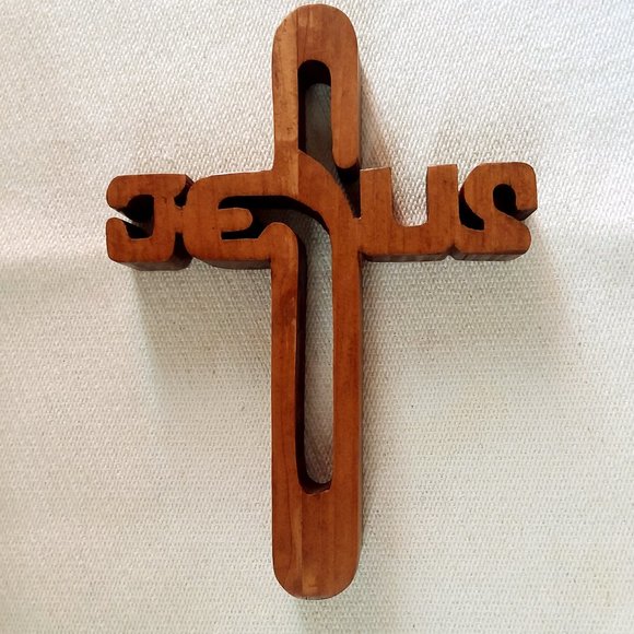 Jesus Name Wooden Cut Out Christian Wall Decor 8" x 6" x 1" - Picture 7 of 10